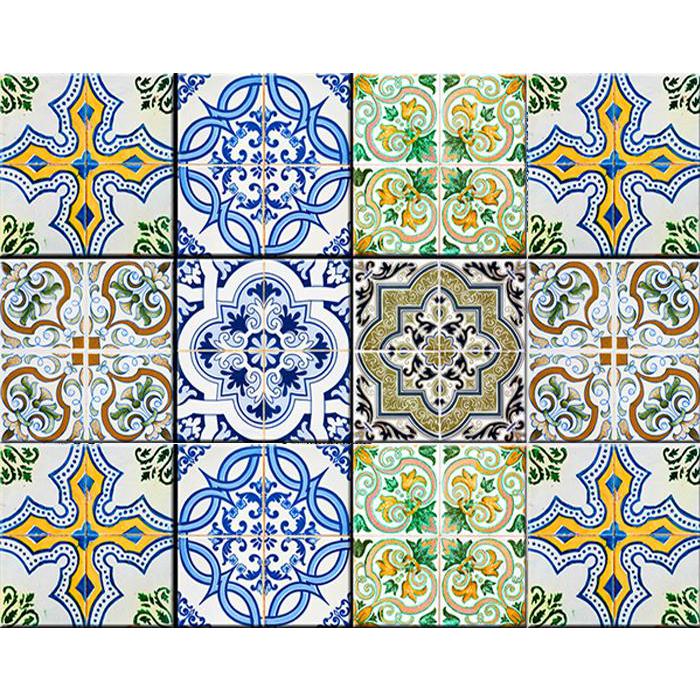 4" X 4" Cana Multi Mosaic Peel And Stick Tiles Blue. Picture 8