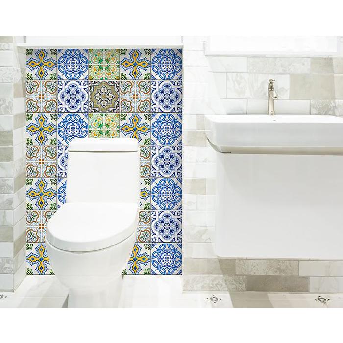 4" X 4" Cana Multi Mosaic Peel And Stick Tiles Blue. Picture 9