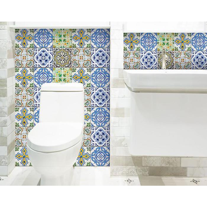 6" X 6" Cana Multi Mosaic Peel and Stick Tiles Blue. Picture 3