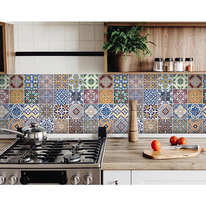 7" X 7" Linna Mutli Mosaic Peel and Stick Tiles Blue. Picture 1