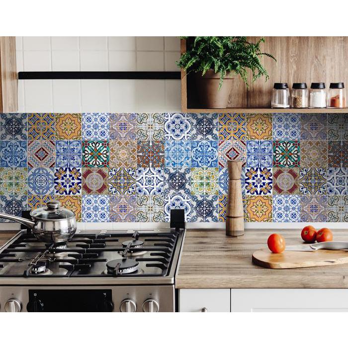 6" X 6" Kyla Mutli Mosaic Peel and Stick Tiles Blue. Picture 5