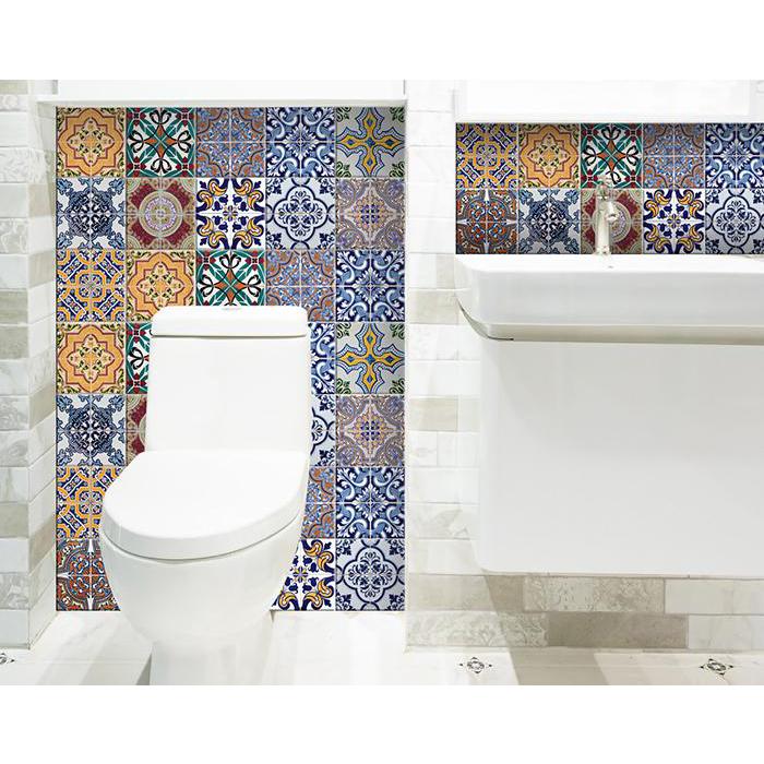 4" X 4" Addina Mutli Mosaic Peel And Stick Tiles Blue. Picture 8