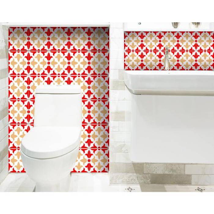 6" X 6" Roja Hola  Removable Peel and Stick Tiles Red. Picture 3