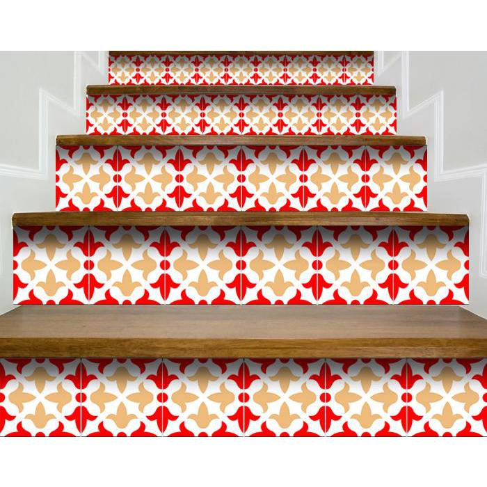 6" X 6" Roja Hola  Removable Peel and Stick Tiles Red. Picture 6