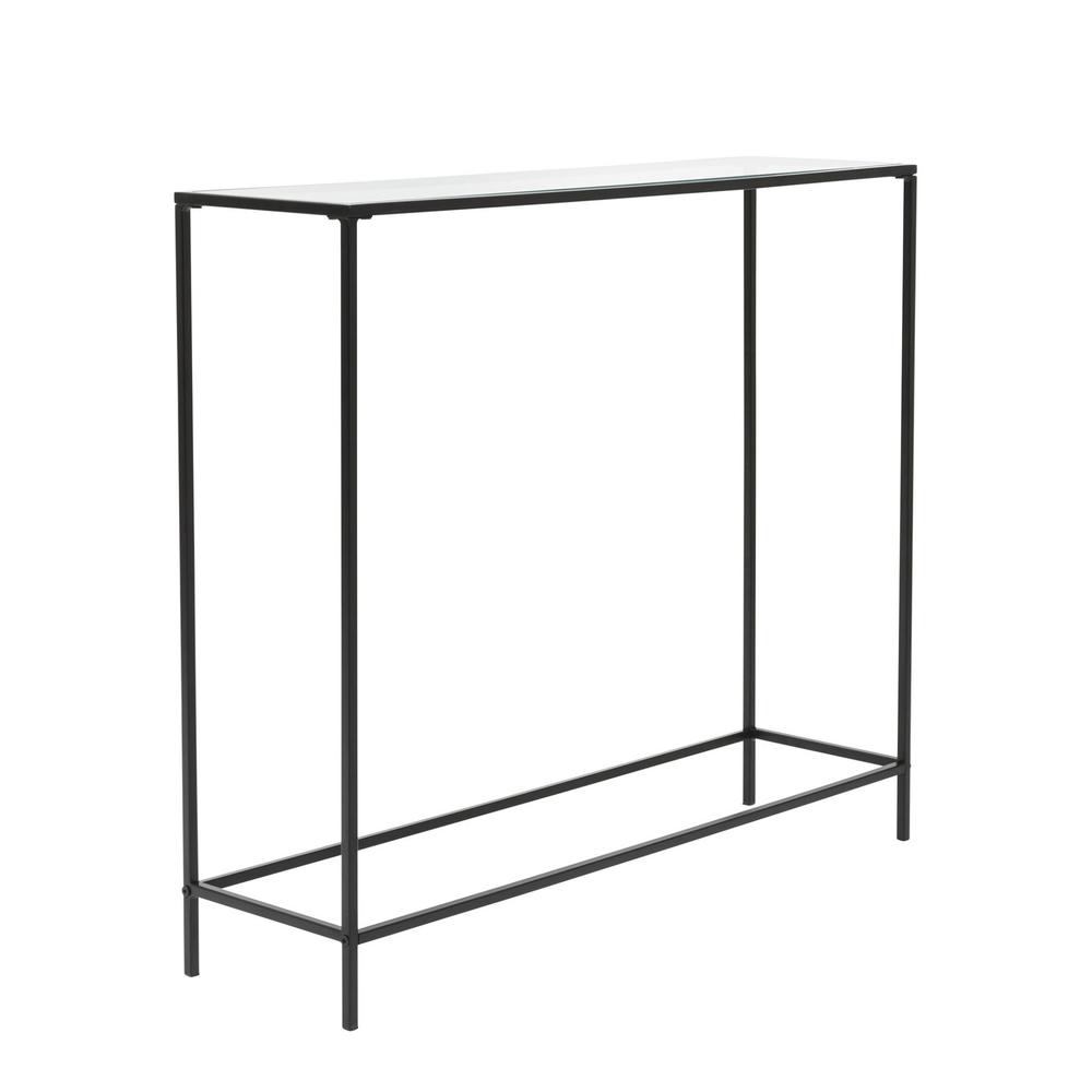 Minimalist Clear Glass and Black Console Table. Picture 2