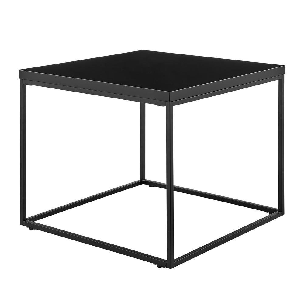 Modern Black Gloss and Matte Black Cube Side Table. Picture 2