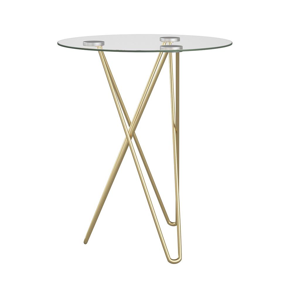 Geometric Clear Glass and Gold Round Table. Picture 3