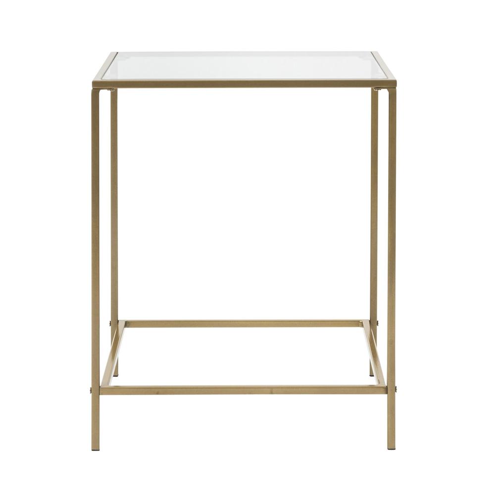 Minimalist Clear Glass and Gold Side Table. Picture 1