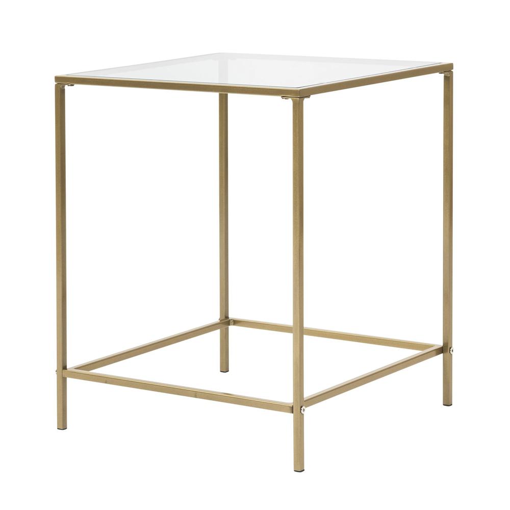 Minimalist Clear Glass and Gold Side Table. Picture 2