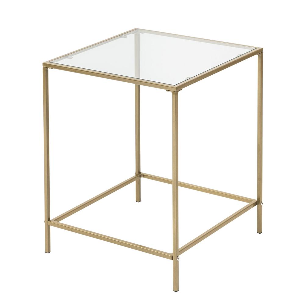 Minimalist Clear Glass and Gold Side Table. Picture 3