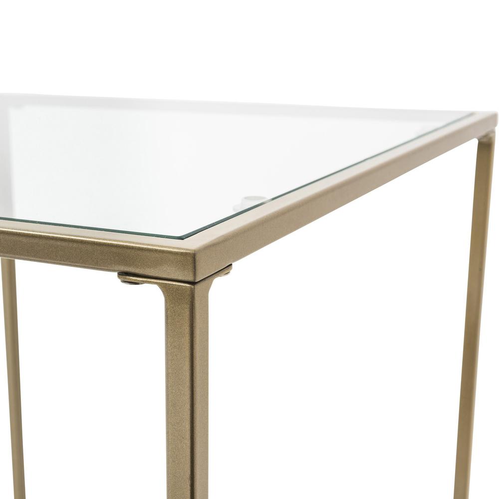 Minimalist Clear Glass and Gold Side Table. Picture 4