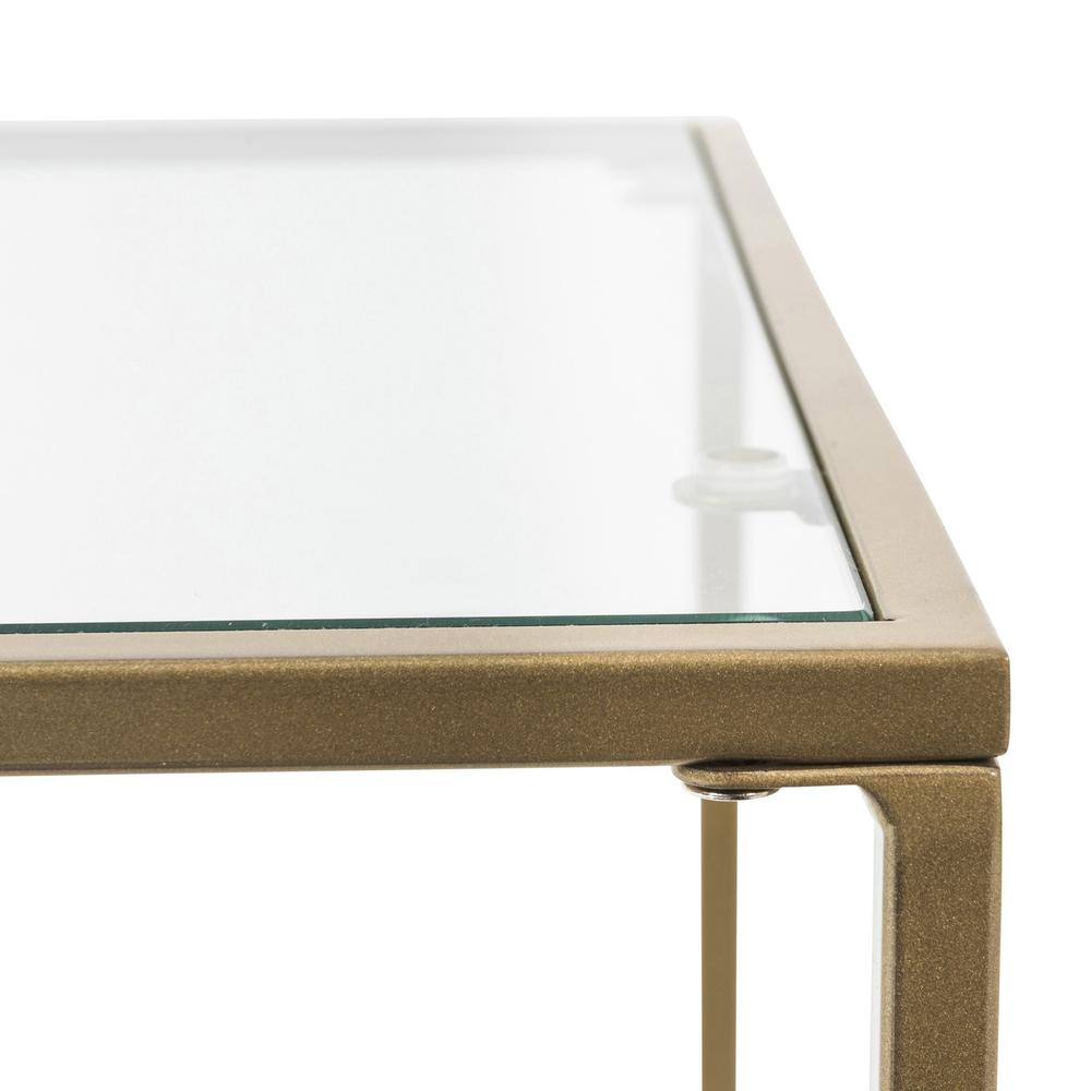 Minimalist Clear Glass and Gold Side Table. Picture 5
