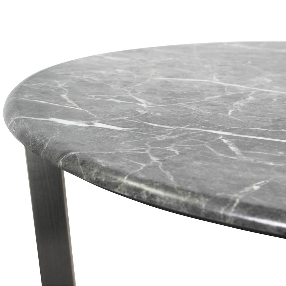 Mod Geo Chrome and Black Round Faux Marble Side Table. Picture 5