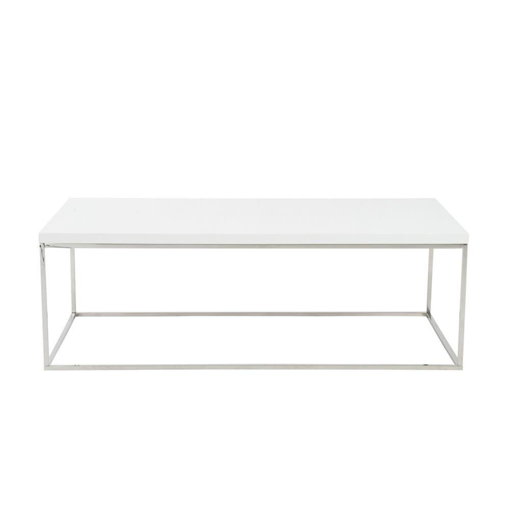 White and Chrome High Gloss Coffee Table. Picture 1