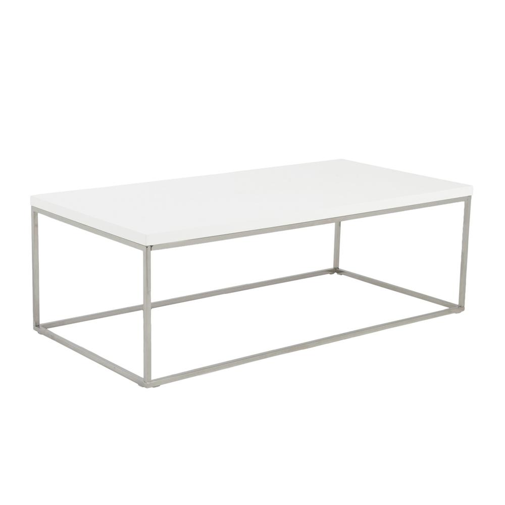 White and Chrome High Gloss Coffee Table. Picture 2