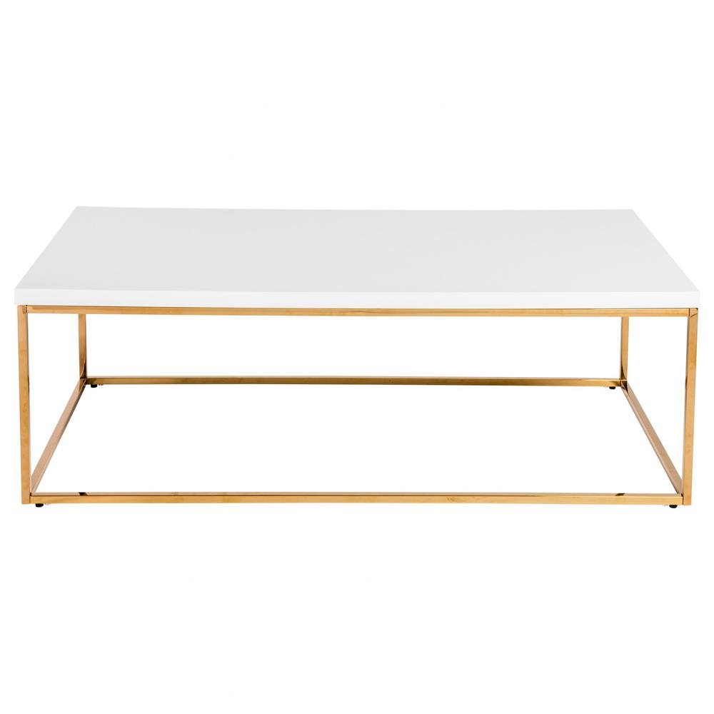 White and Gold High Gloss Coffee Table. Picture 1