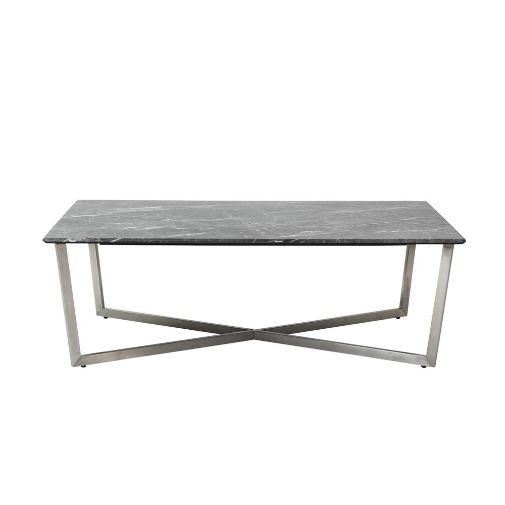 Black on Stainless Faux Marble Coffee Table. Picture 1