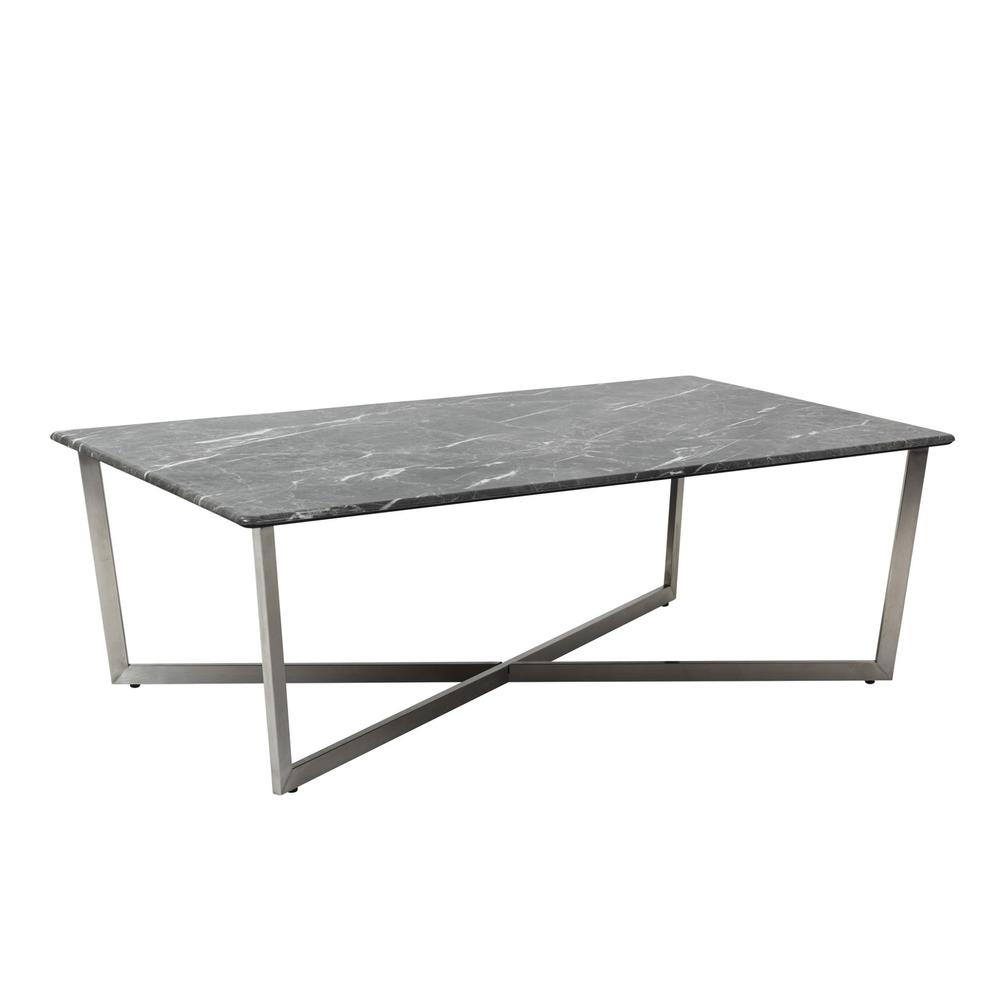 Black on Stainless Faux Marble Coffee Table. Picture 2