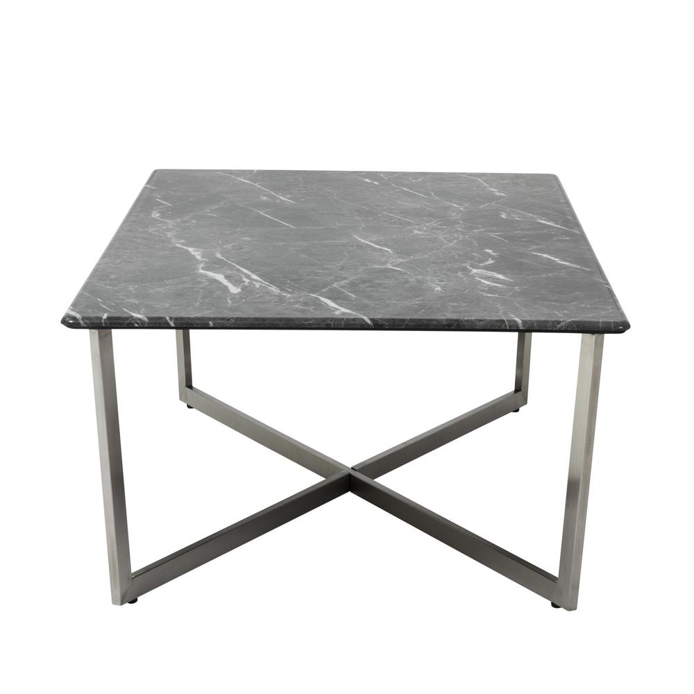 Black on Stainless Faux Marble Coffee Table. Picture 3