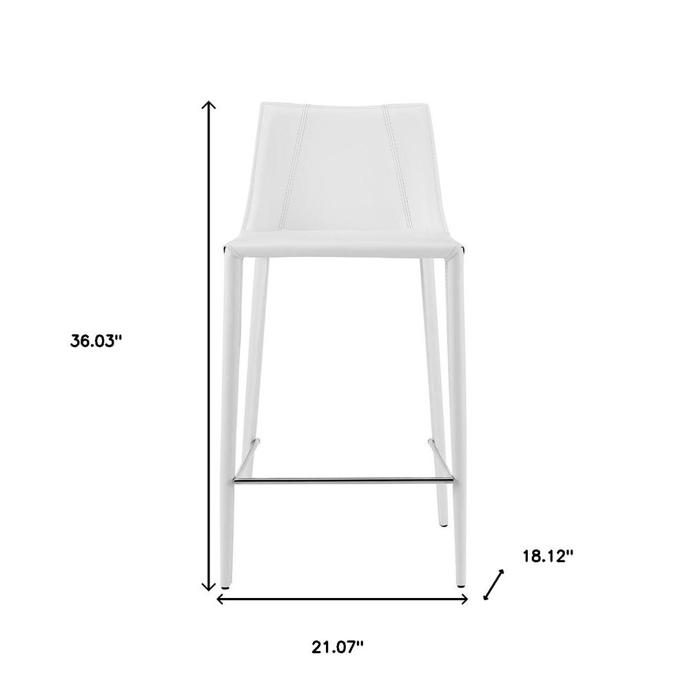 36" White Steel Low Back Counter Height Bar Chair With Footrest. Picture 7