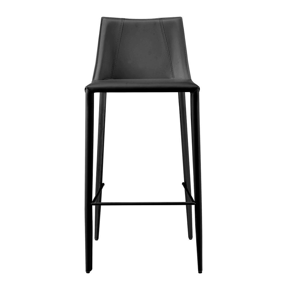 40" Black Steel Low Back Bar Height Chair With Footrest. Picture 1