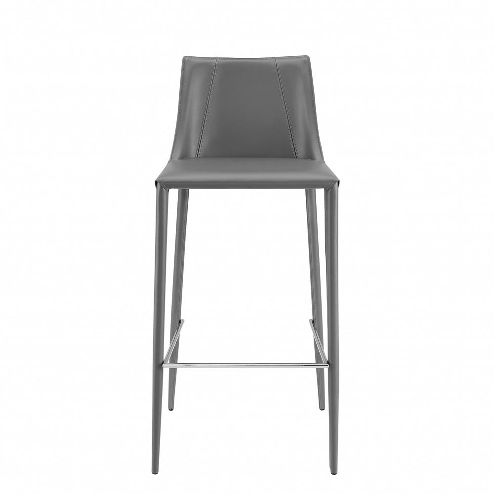 40" Gray Steel Low Back Bar Height Chair With Footrest. Picture 1
