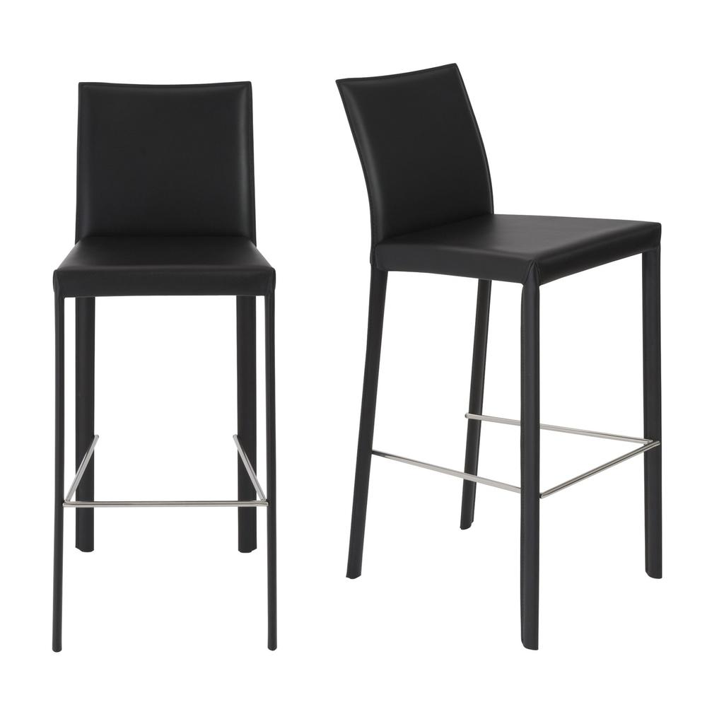 Set of Two Full Black Faux Leather Bar Stools. Picture 6