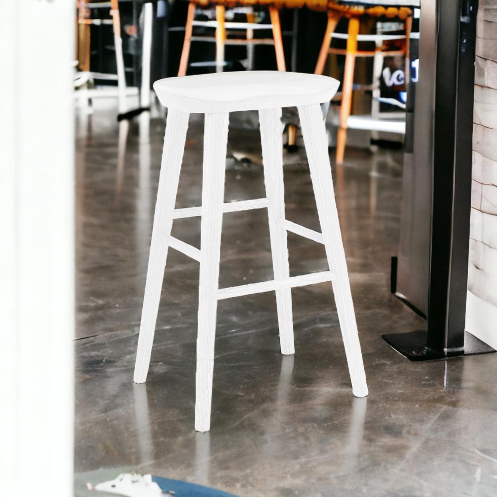 30" White Solid Wood Bar Stool. Picture 2
