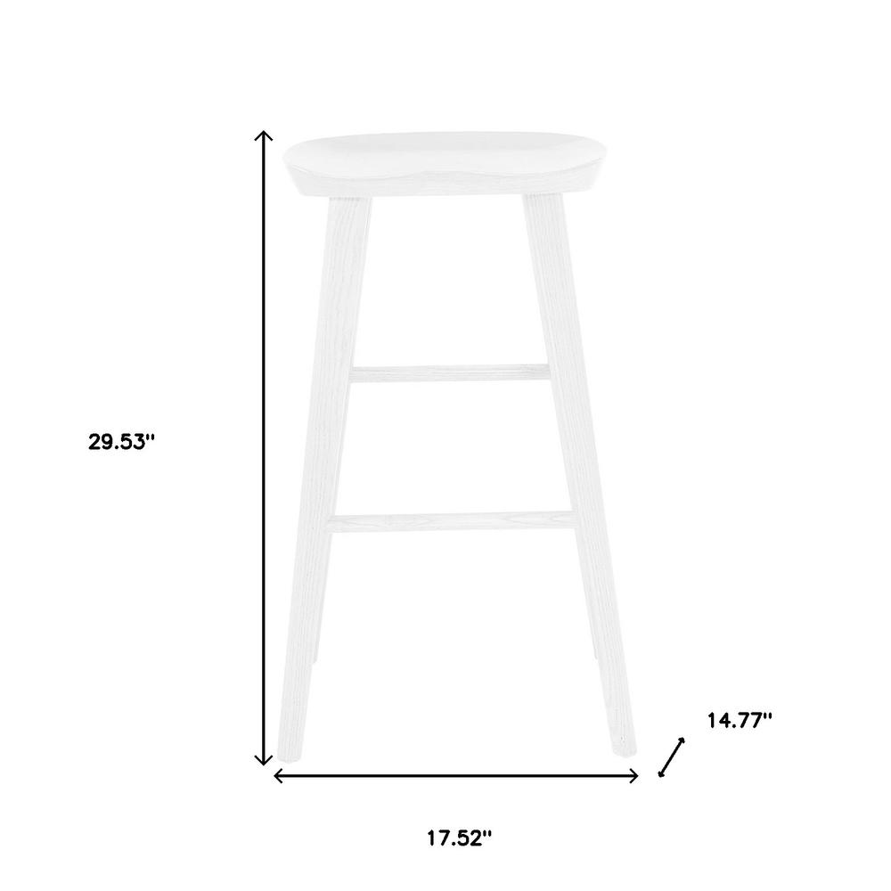 30" White Solid Wood Bar Stool. Picture 5