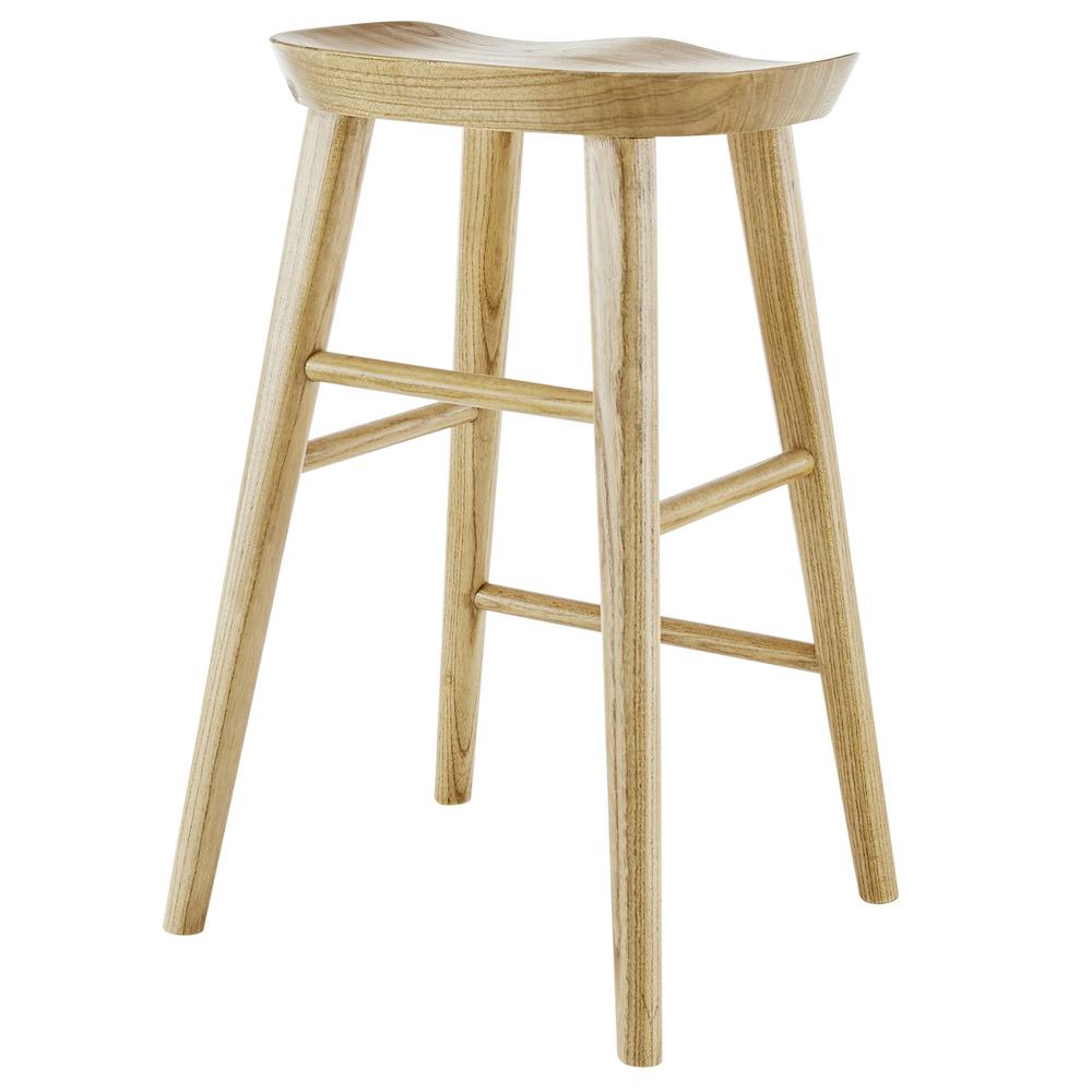 26" Light Natural Brown Solid Wood Counter Stool. Picture 4