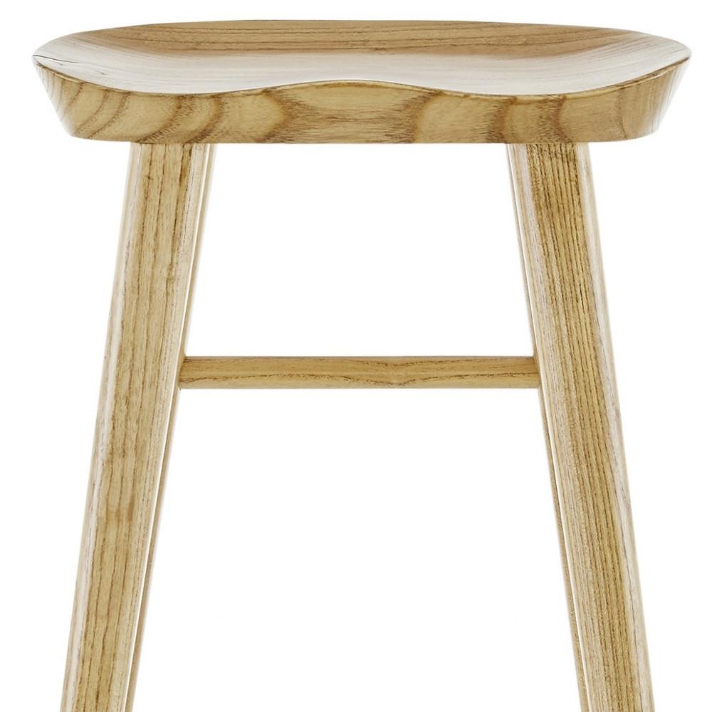 26" Light Natural Brown Solid Wood Counter Stool. Picture 7