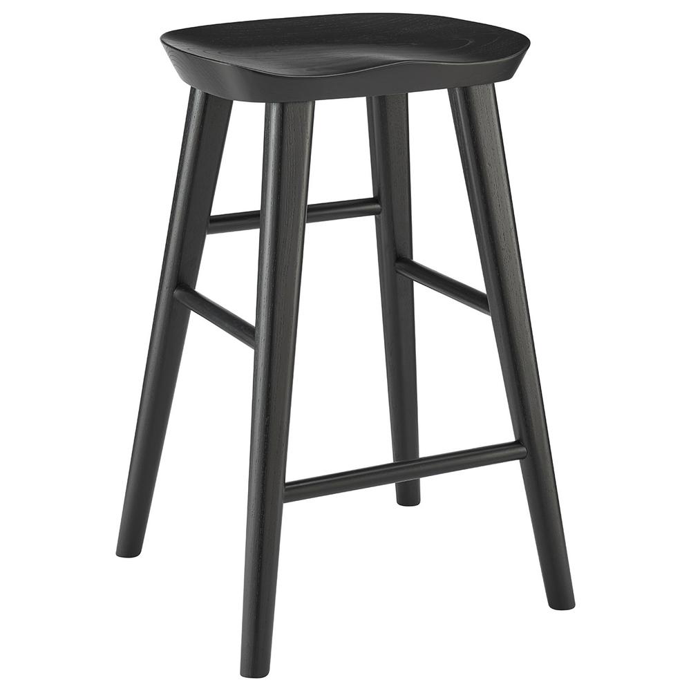 26" Black Solid Wood Counter Stool. Picture 3