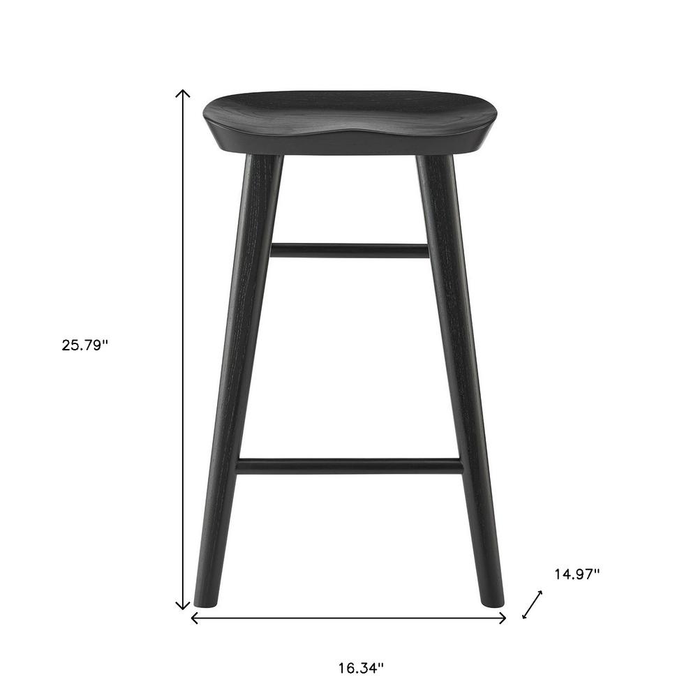26" Black Solid Wood Counter Stool. Picture 7