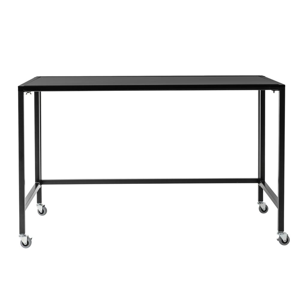 Black Minimalist Metal Folding Table Desk. Picture 1