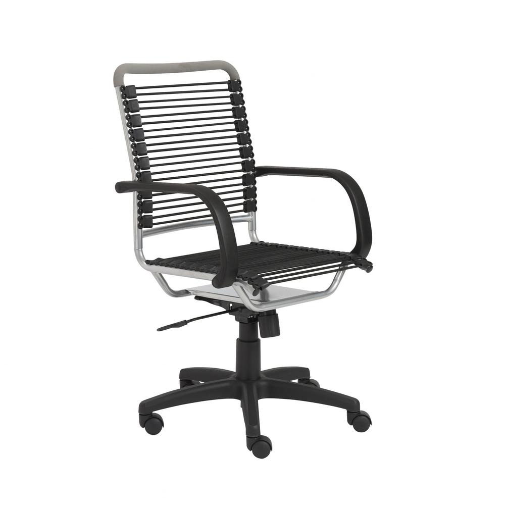 43" Chrome and Black Round Bungee High Back Office Chair. Picture 2
