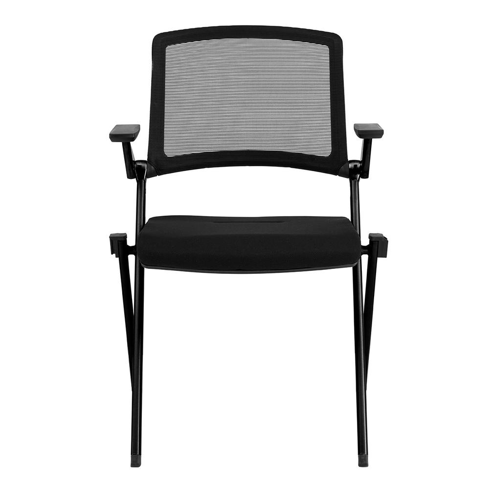 Set Of Two Black Polyester Blend Seat Swivel Task Chair Mesh Back Steel Frame. Picture 1