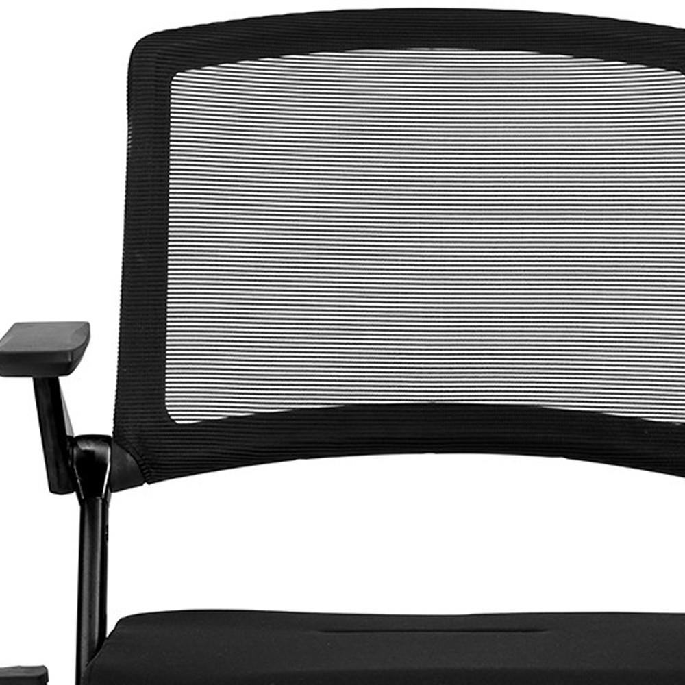 Set Of Two Black Polyester Blend Seat Swivel Task Chair Mesh Back Steel Frame. Picture 2