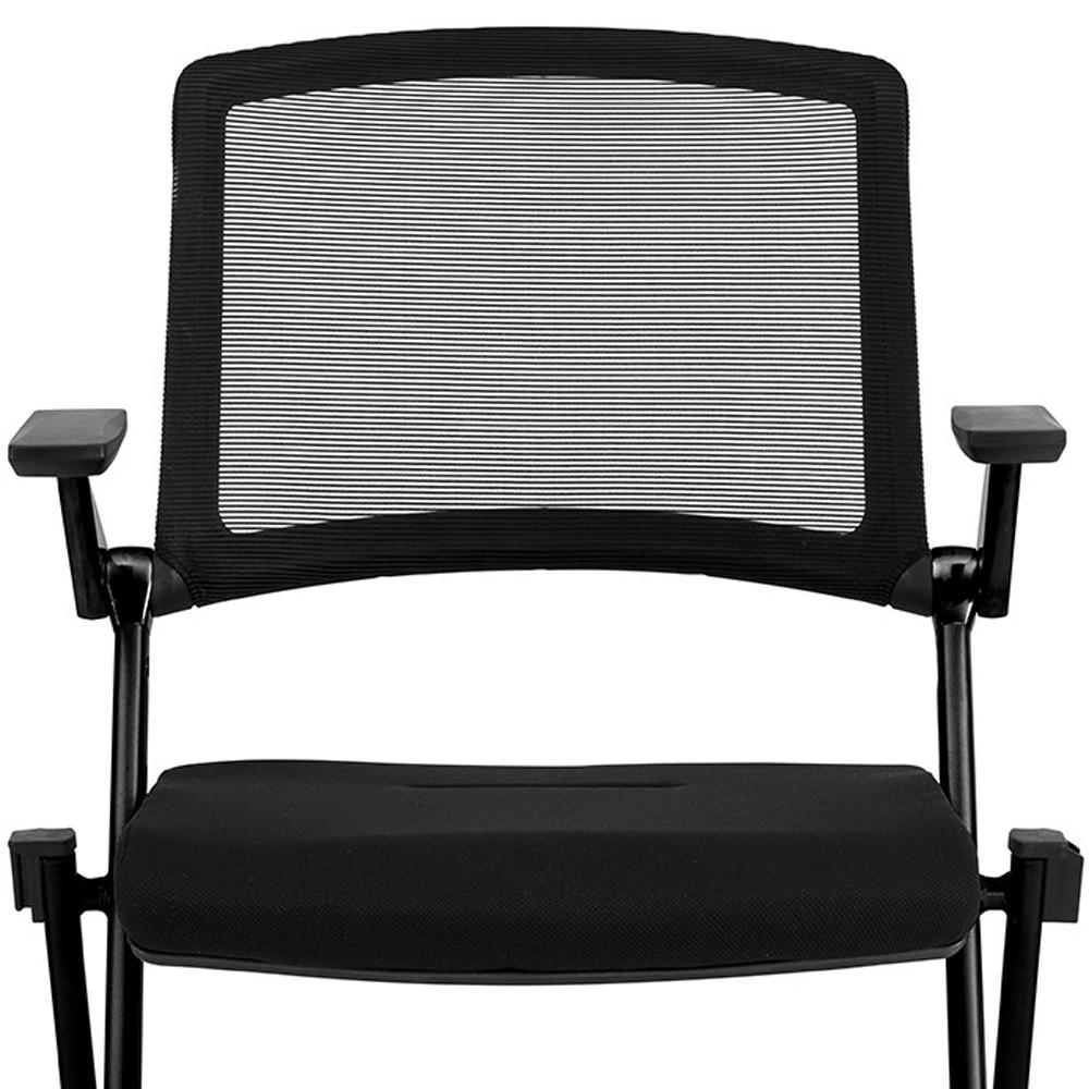 Set Of Two Black Polyester Blend Seat Swivel Task Chair Mesh Back Steel Frame. Picture 3