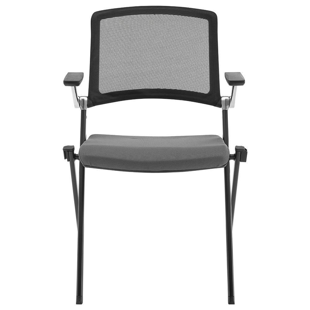 Set Of Two Gray Polyester Blend Seat Swivel Task Chair Mesh Back Steel Frame. Picture 1
