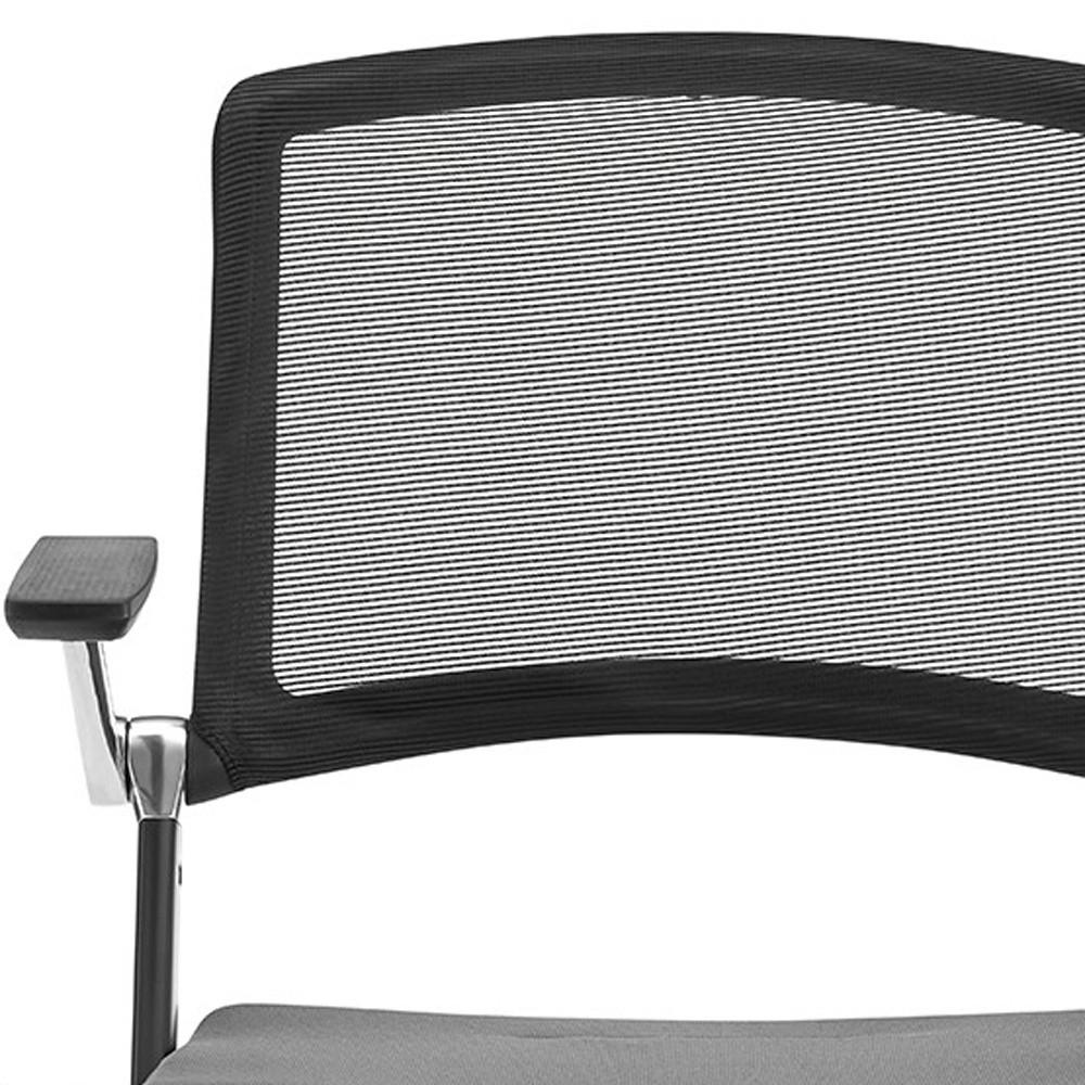 Set Of Two Gray Polyester Blend Seat Swivel Task Chair Mesh Back Steel Frame. Picture 3