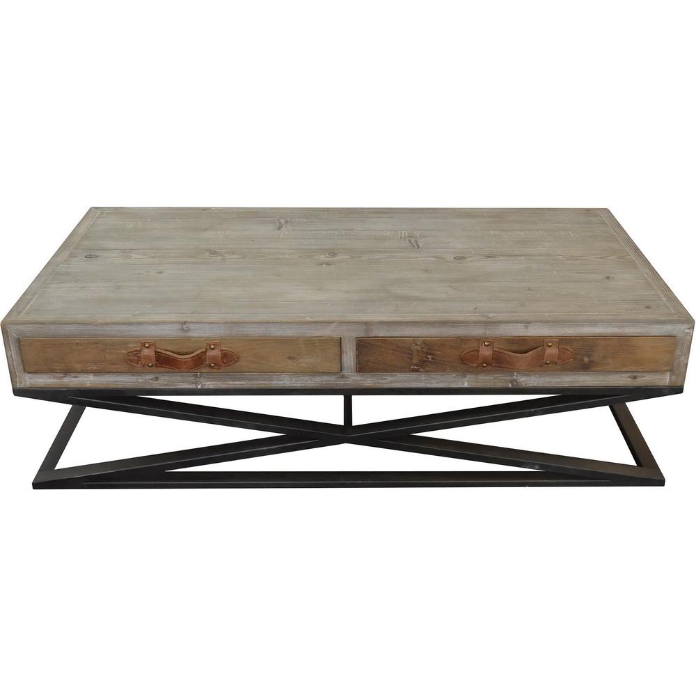 Rustic Handcrafted Natural Wood and Iron Coffee Table. Picture 1
