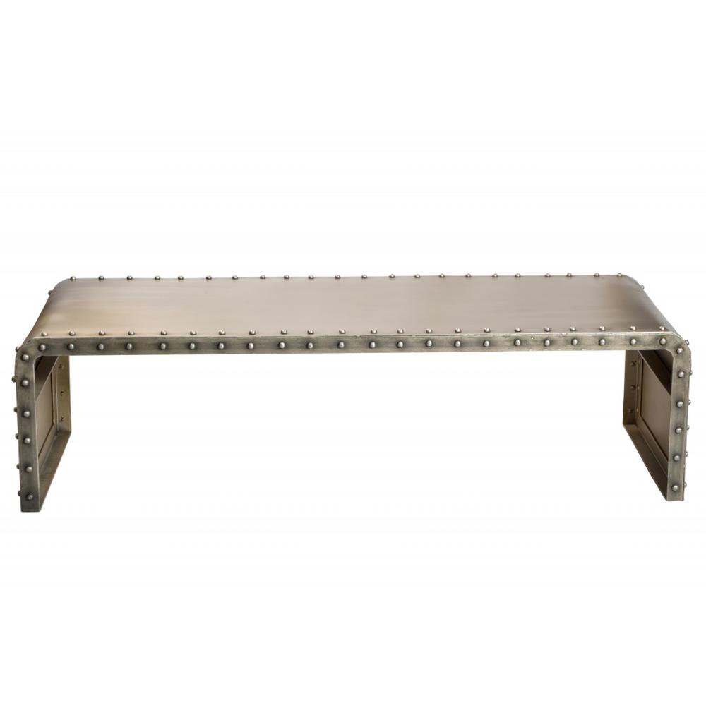 Bench Shaped Metal Coffee Table. Picture 1