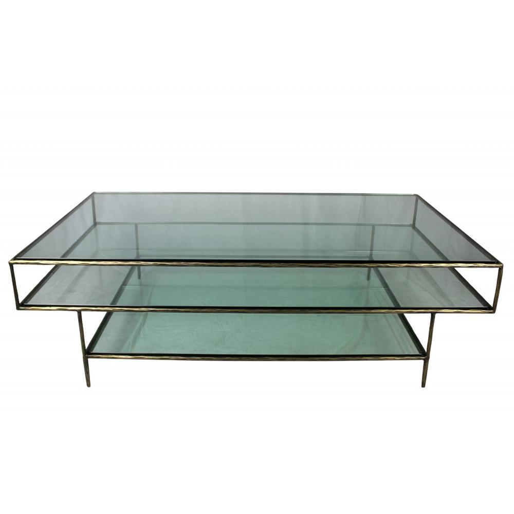 Clear Glass Triple Layered Coffee Table. Picture 1