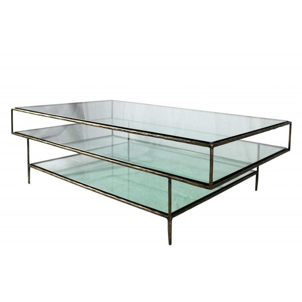 Clear Glass Triple Layered Coffee Table. Picture 3