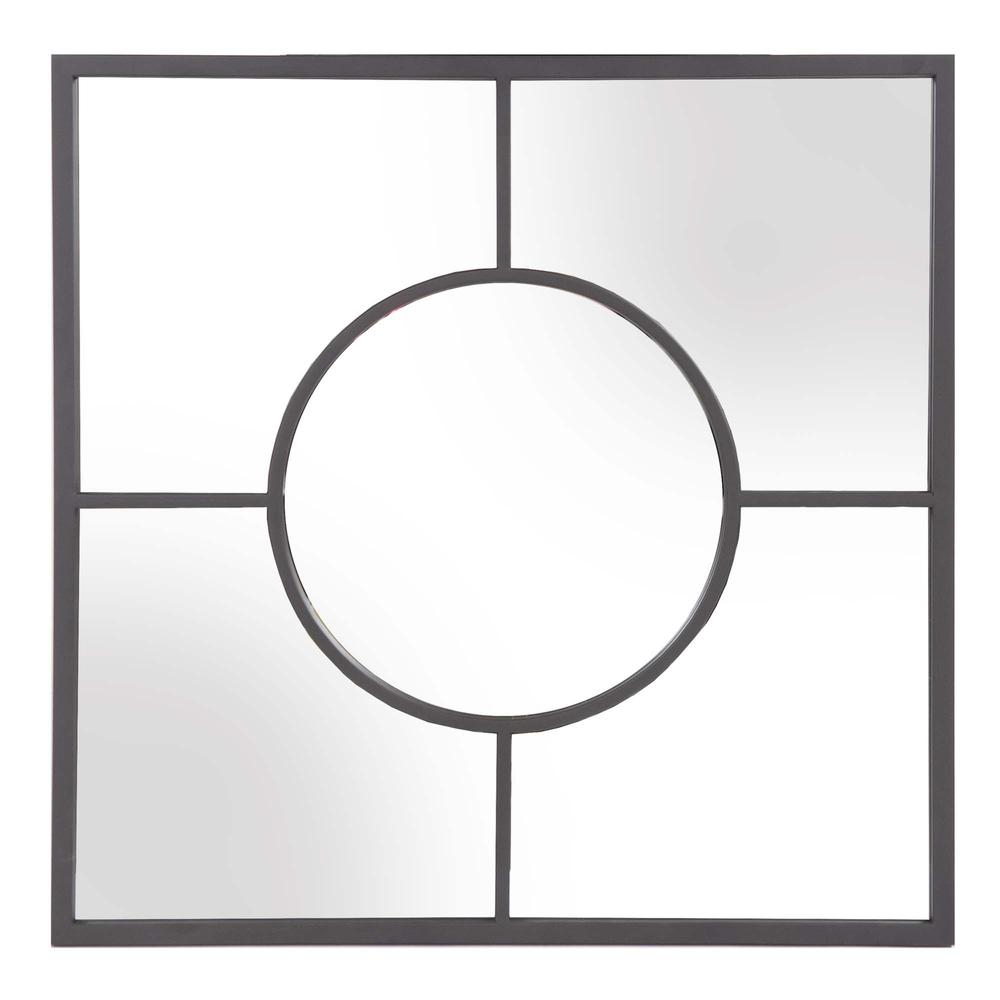Graphite Geometric Design Square Metal Wall Mirror. Picture 1