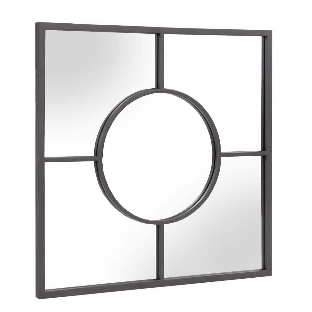 Graphite Geometric Design Square Metal Wall Mirror. Picture 2