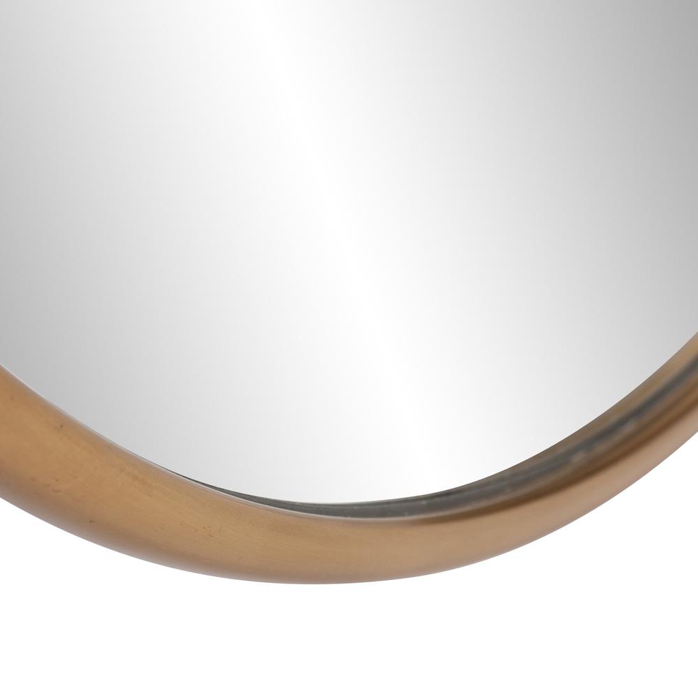 32" Antiqued Brushed Brass Round Wall Mirror. Picture 4