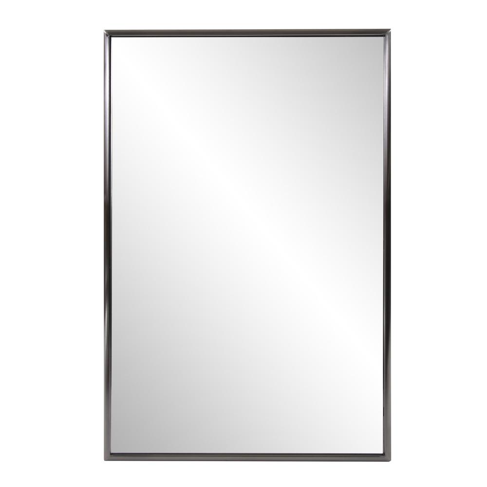 Brushed Titanium Rectangular Wall Mirror. Picture 1