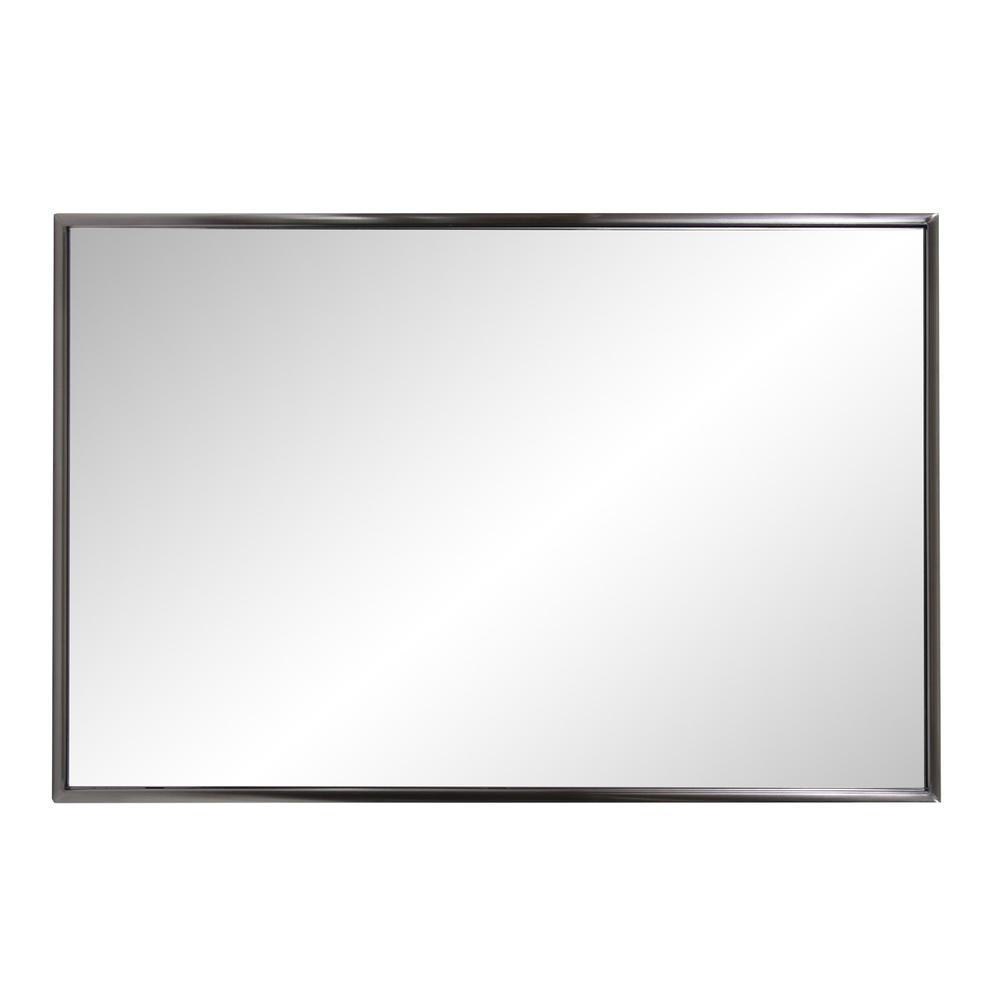 Brushed Titanium Rectangular Wall Mirror. Picture 3
