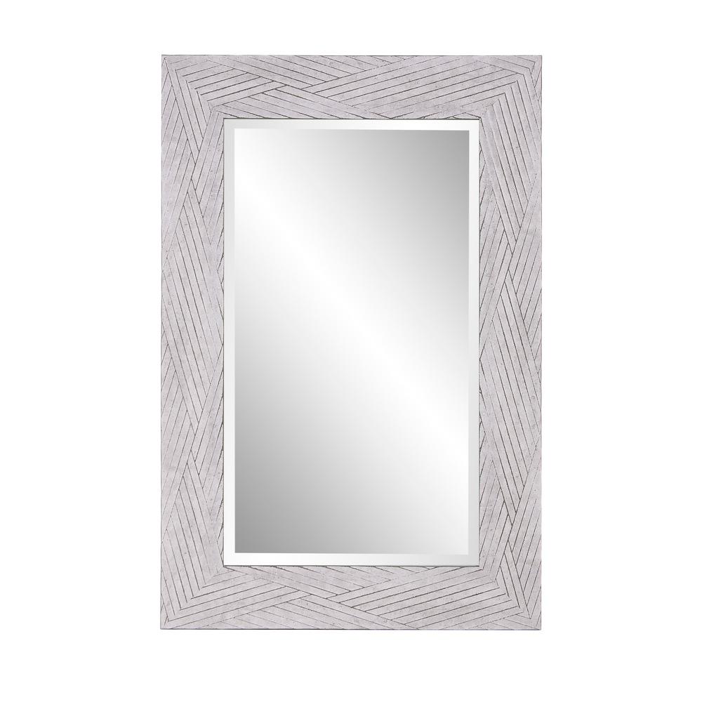 Weathered Gray Woven Faux Wood Rectangular Mirror. Picture 1